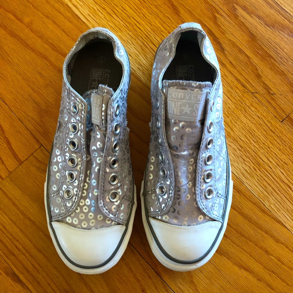 Silver Converse Slip-ons